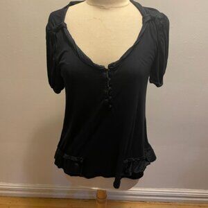 Marc by Marc Jacobs sweetheart neckline top in navy modal jersey